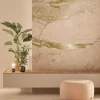 Marmer behang FU-067 - 292,2x280cm goud/nude