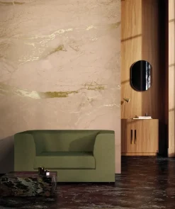 Marmer behang FU-068 - 389,6x280cm goud/nude