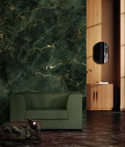 Marmer behang FU-070 - 292,2x280cm goud/groen