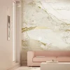 Marmer behang FU-072 - 194,8x280cm goud/wit