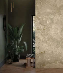Marmer behang FU-063 - 194,8x280cm goud/beige