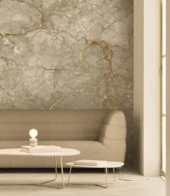 Marmer behang FU-065 - 389,6x280cm goud/beige