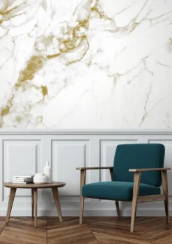 Marmer behang wit goud