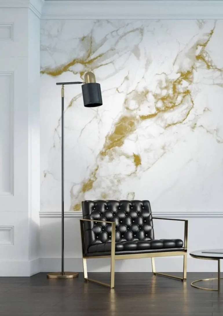 Marmer behang wit goud