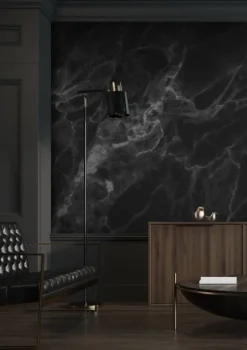 Marmer behang zwart grijs