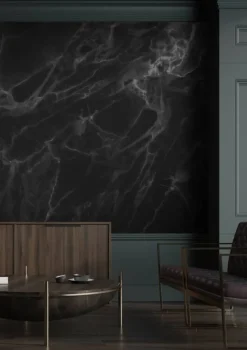 Marmer behang zwart grijs