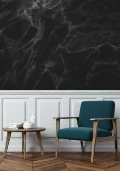 Marmer behang zwart grijs