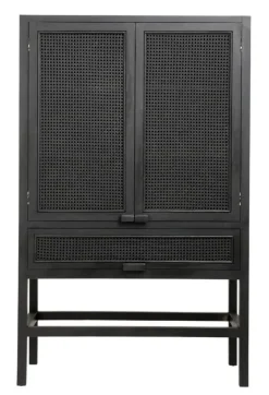 Merge teak kast met webbing - zwart