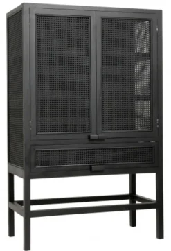 Merge teak kast met webbing - zwart