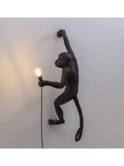 Monkey lamp hanging right - zwart