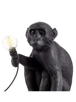 Monkey lamp sitting - zwart