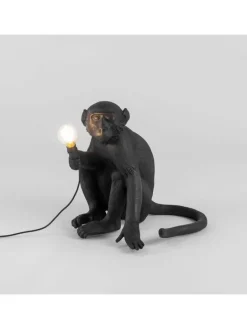 Monkey lamp sitting - zwart