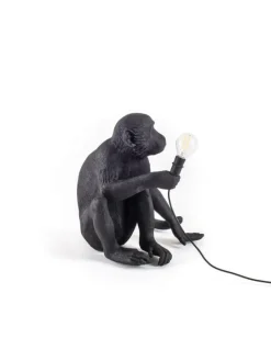 Monkey lamp sitting - zwart