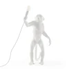 Monkey lamp standing - wit