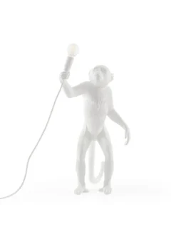 Monkey lamp standing - wit