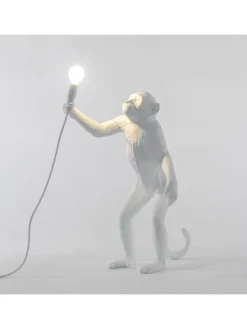 Monkey lamp standing - wit