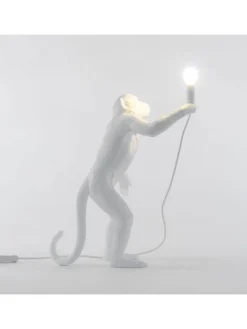 Monkey lamp standing - wit