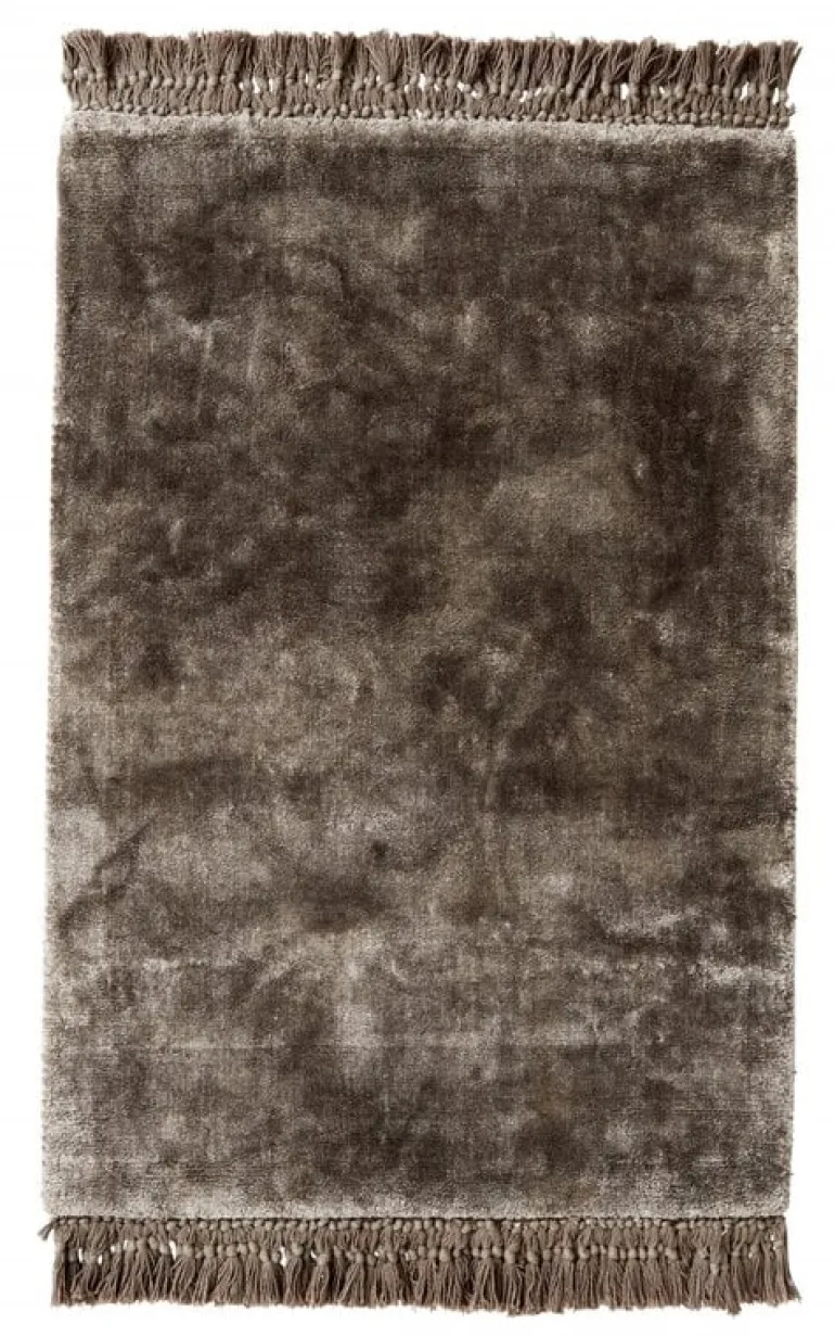 Noble vloerkleed met franjes - warm grijs 160x240
