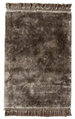 Noble vloerkleed met franjes - warm grijs