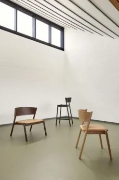 Oblique stoel met leren zitting - 331603