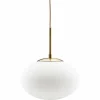Opal hanglamp messing met wit glazen kap