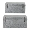 Opbergdozen met deksel metaal - zilver set van 2 stuks