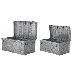 Opbergdozen met deksel metaal - zilver set van 2 stuks