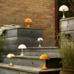 Panthella 160 portable tafellamp chrome opal beige - 5744171481