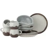 Paula ontbijt servies set van 12 stuks bruin - 82060940