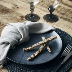 Pion diner borden zwart/bruin - set van 6 stuks