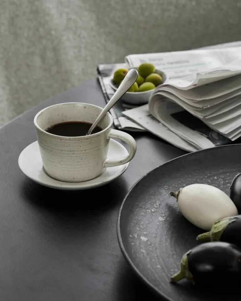 Pion kop en schotel grijs/wit set van 4 stuks - 206260237