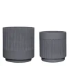 Plaster potten grijs - set van 2 stuks