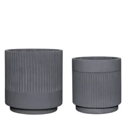 Plaster potten grijs - set van 2 stuks