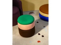 Pond poef groen/roze/koffie Ø38cm - 31001144