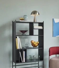 Rek met planken hout/metaal - zwart