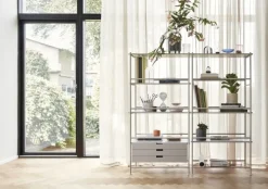 Rek metaal/hout - grijs