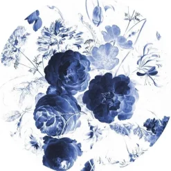 Royal blue flowers behangcirkel SC-001 ø142,5 cm