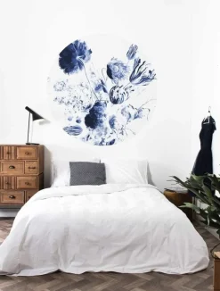 Royal blue flowers behangcirkel SC-002 - ø 142,5 cm