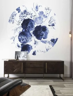 Royal blue flowers behangcirkel CK-001 ø190cm