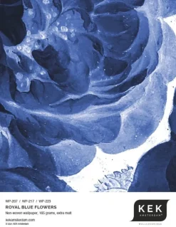 Royal blue flowers behangcirkel CK-001 ø190cm