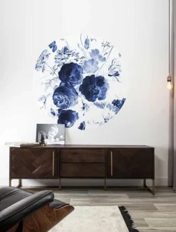 Royal blue flowers behangcirkel CK-001 ø190cm