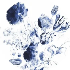 Royal blue flowers behangcirkel CK-002 - ø190cm