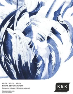 Royal blue flowers behangcirkel CK-002 - ø190cm