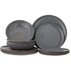 Sandrine servies set van 12 stuks grijs - 82068324