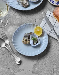 Scallop lunchborden lichtblauw set van 6 stuks - 267710017