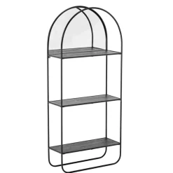 Spiegel met planken metaal - zwart