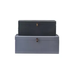 Storage boxen set van 2 blauw grijs