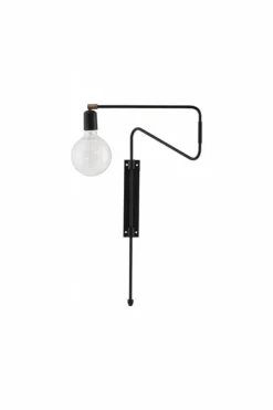 Swing wandlamp zwart metaal messing
