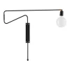 Swing wandlamp zwart metaal messing verstelbaar