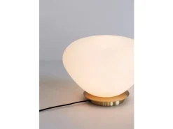 Tafellamp glas/metaal - messing/wit